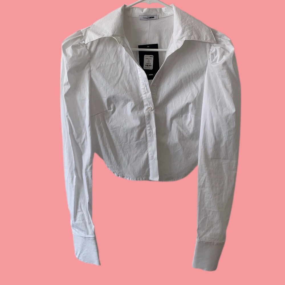 White button up crop